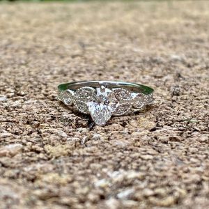 Custom Designed Engagement Ring with Pear Shaped Diamond